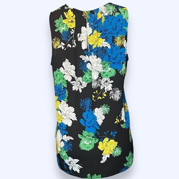 VIOLET + CLAIRE Large Floral Print Sleeveless Blouse Top Keyhole Lined Shirt - Picture 3 of 5